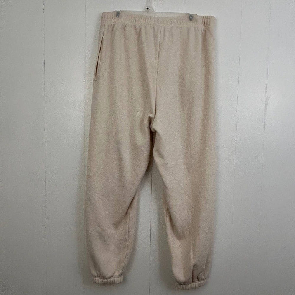 Victoria's Secret PINK Cream Fleece Joggers Chenille Logo Sweatpants Large - Picture 2 of 11